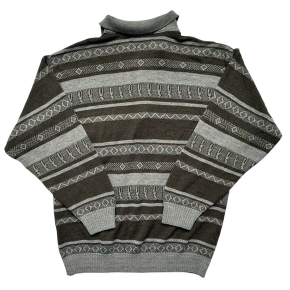 Vintage 80s 90s Arnold Palmer Knit Geometric Striped Polo Small - Picture 1 of 2